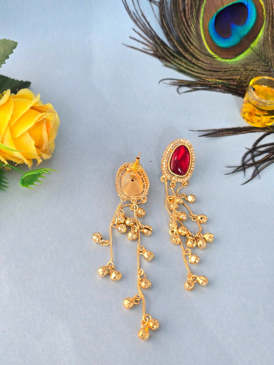 elegant Kashmiri-style long drop earrings