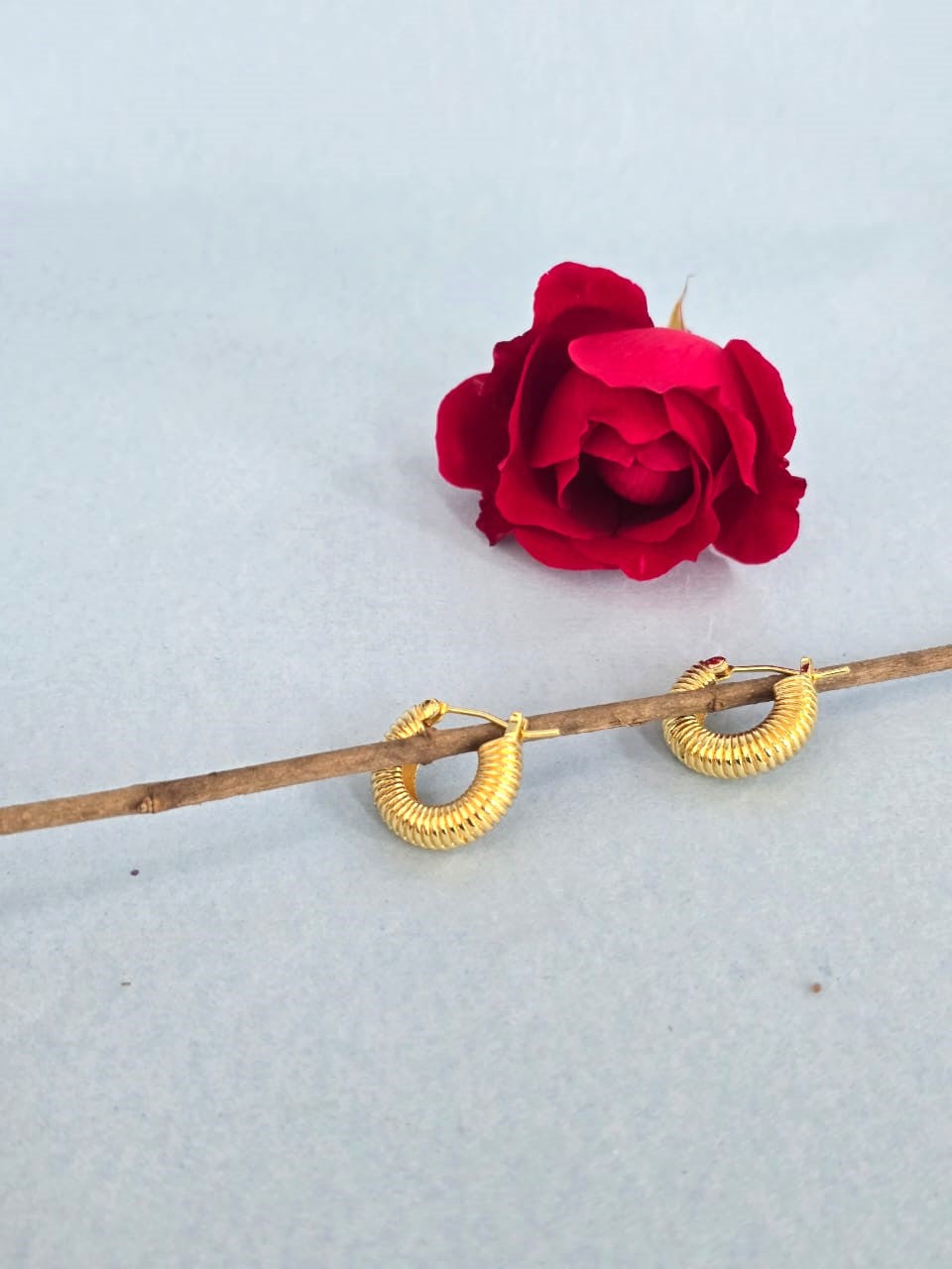 Classic Gold Finish Textured Hoop Earrings for Women