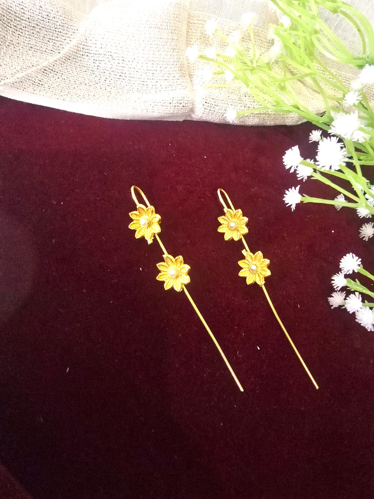 Gold-Tone Flower Ear Cuffs