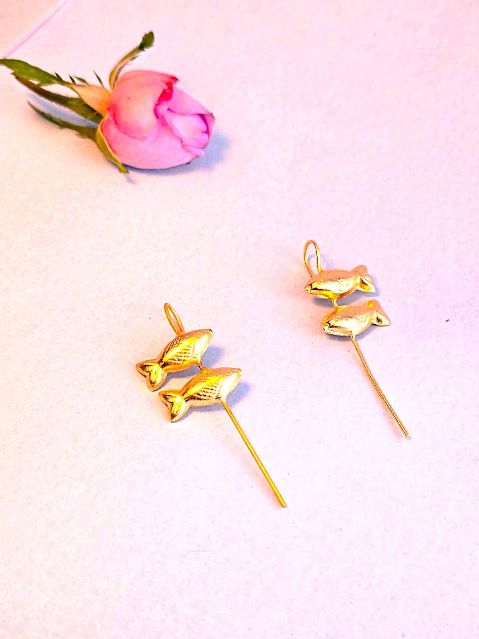 Gold Finish Fish Motif Ear Cuff Earrings – Minimal Traditional Imitation Jewellery