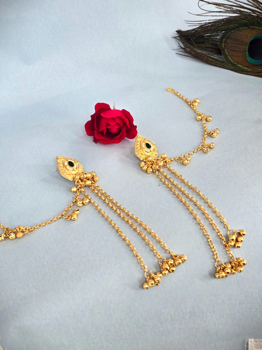 Gold Finish Long Chain Drop Earrings