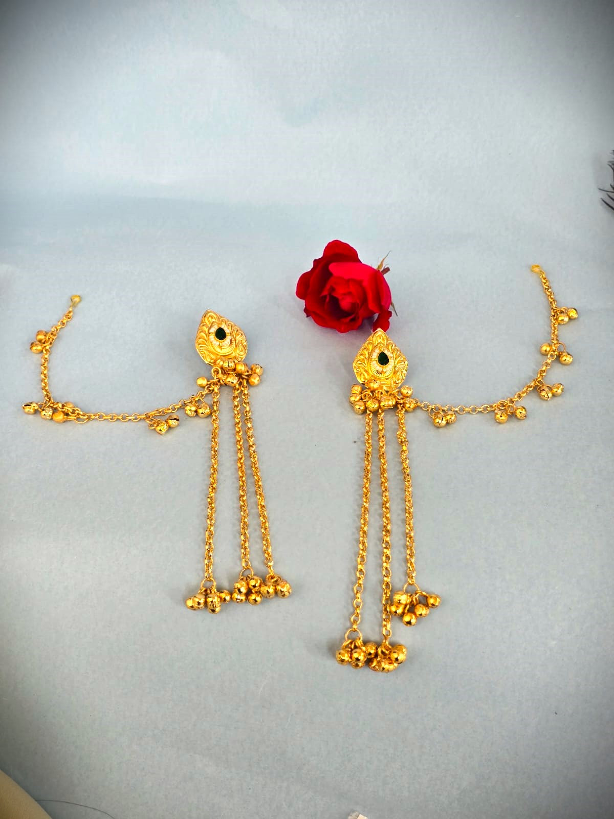 Gold Finish Long Chain Drop Earrings