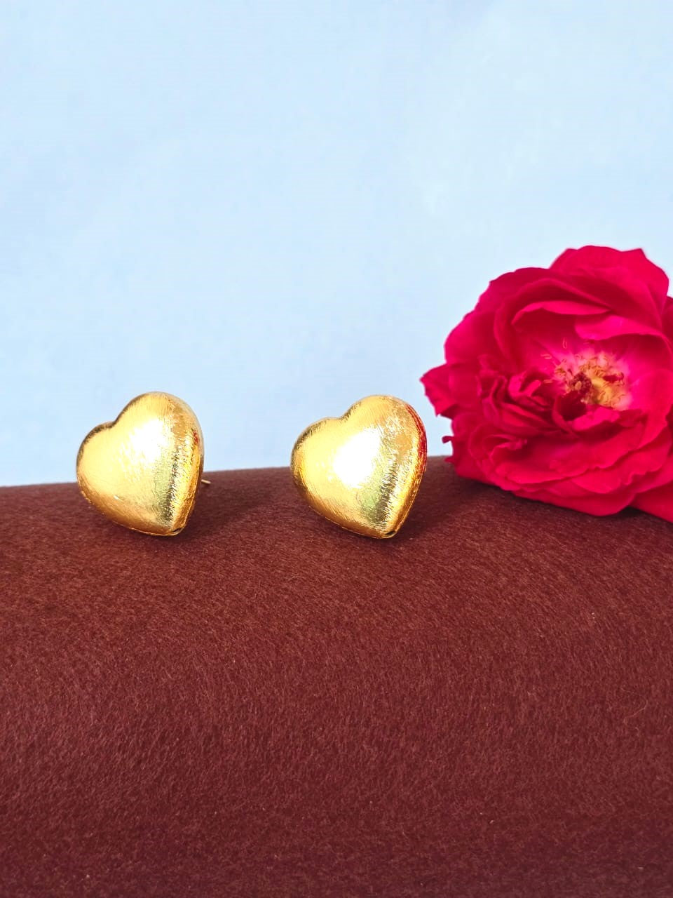 Gold Heart Stud Earrings