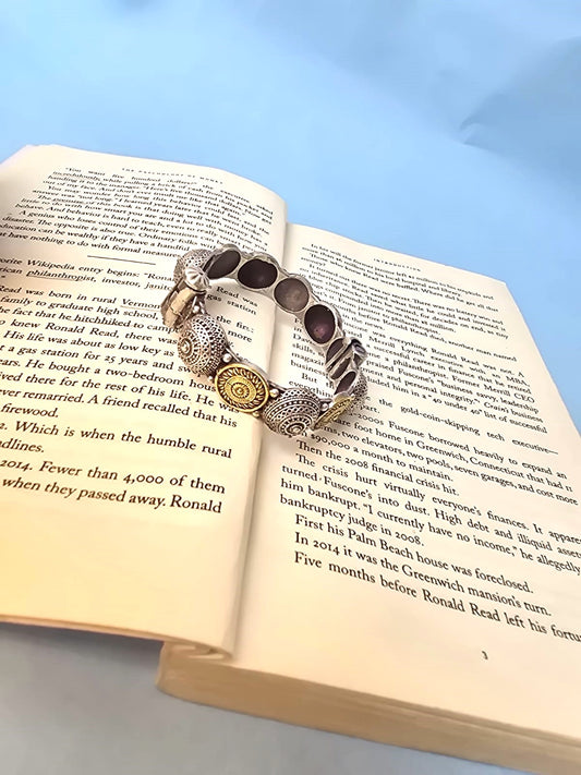 Handcrafted Dual Tone Coin Motif Bangle Pair