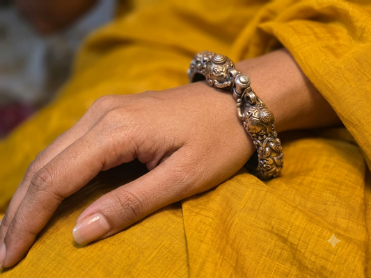 Handcrafted Dual Tone Elephant Kada Pair