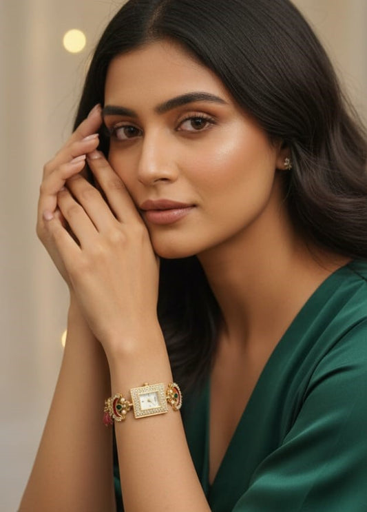 Handcrafted Meenakari Pearl Jewellery Watch