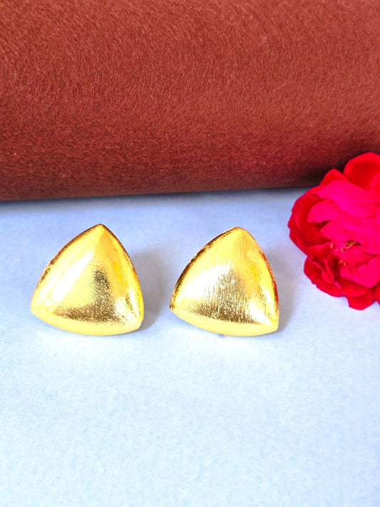 Minimal Gold-Finish Brass Stud Earrings | Everyday Statement Earrings for Women