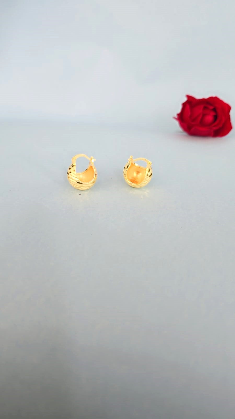 Minimal Gold Finish Textured Hoop Earrings for Women