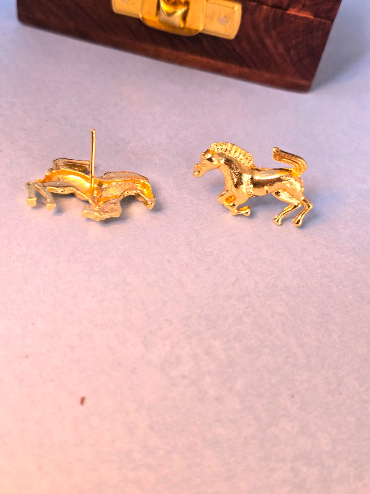 Minimal Gold Horse Stud Earrings for Women | Brass Equestrian Daily Wear Earrings
