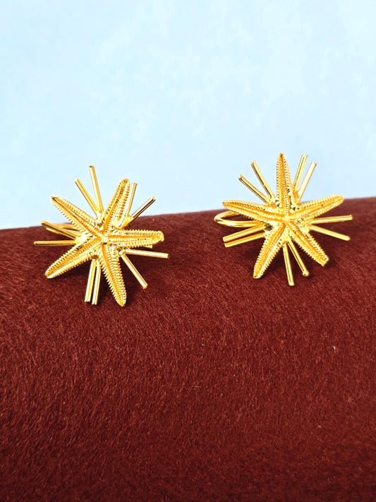 Golden Stud Earrings | Minimal Statement Earrings for Women- RAVJYOTI