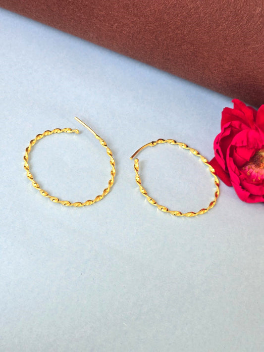 Minimal Twisted Gold Stud Earrings in Brass, Elegant Everyday Studs for Women