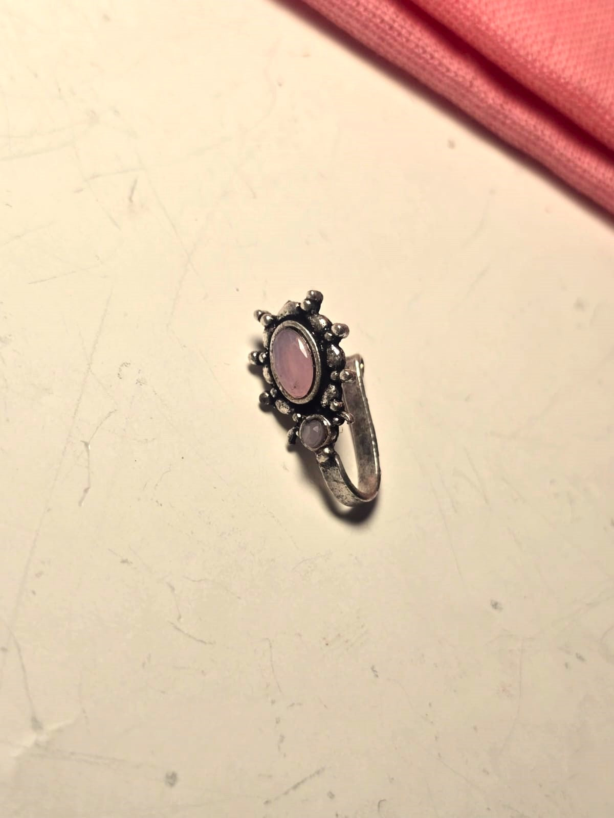 Oxidised Silver Replica Nose pin for Women