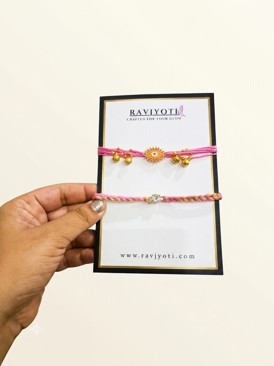 Pink Bhai Bhabhi Rakhi Set