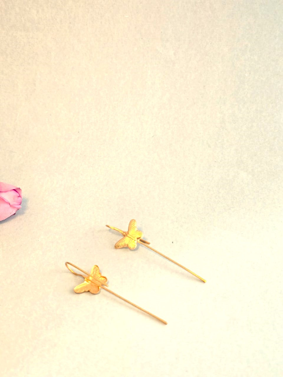 RavJyoti Gold-Toned Butterfly Motif Long Ear Cuffs | Minimal Non-Piercing Elegant Jewellery for Women