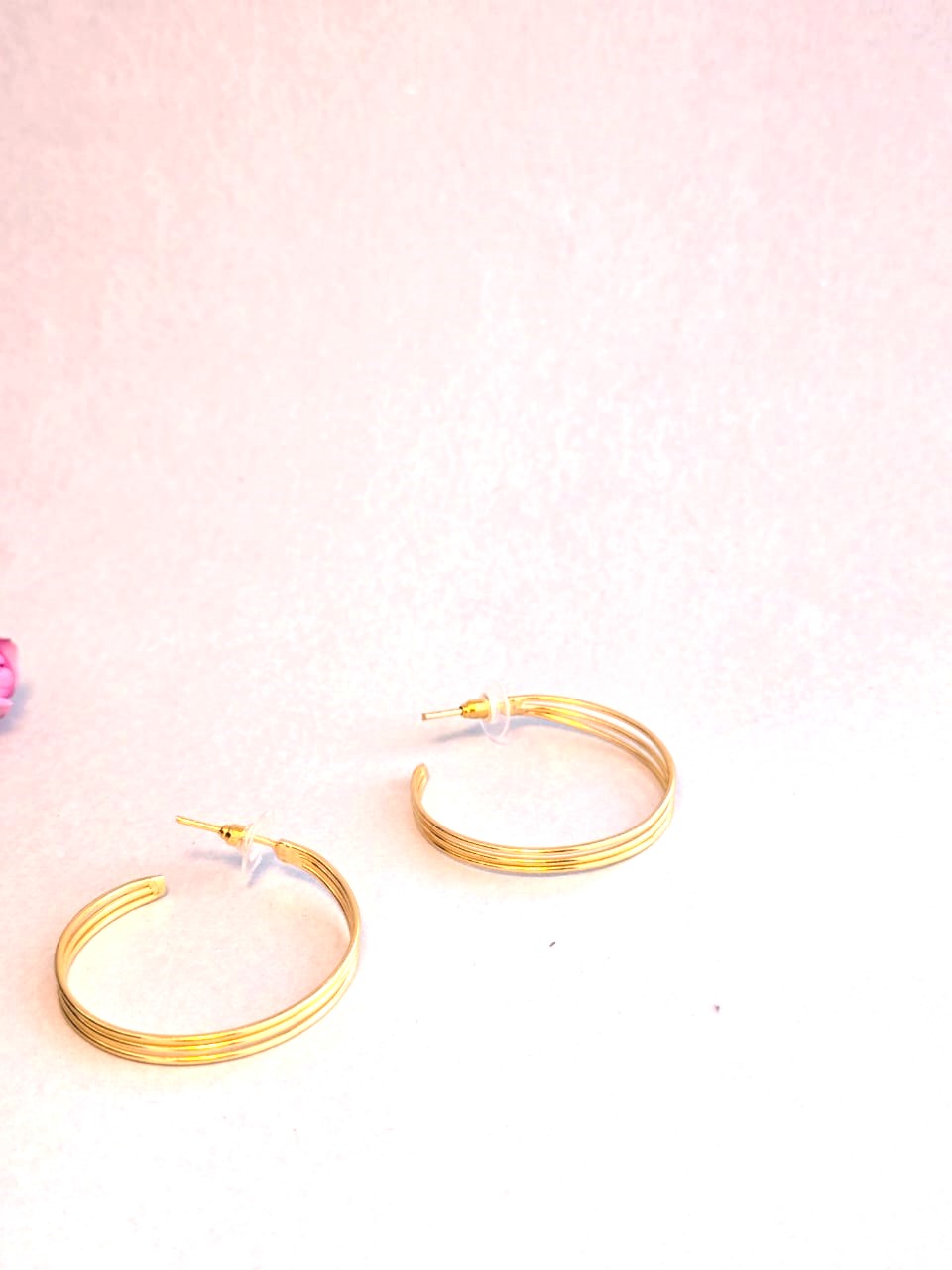 RavJyoti Gold-Toned Classic Hoop Earrings | Minimal Lightweight Everyday & Office Wear Hoops