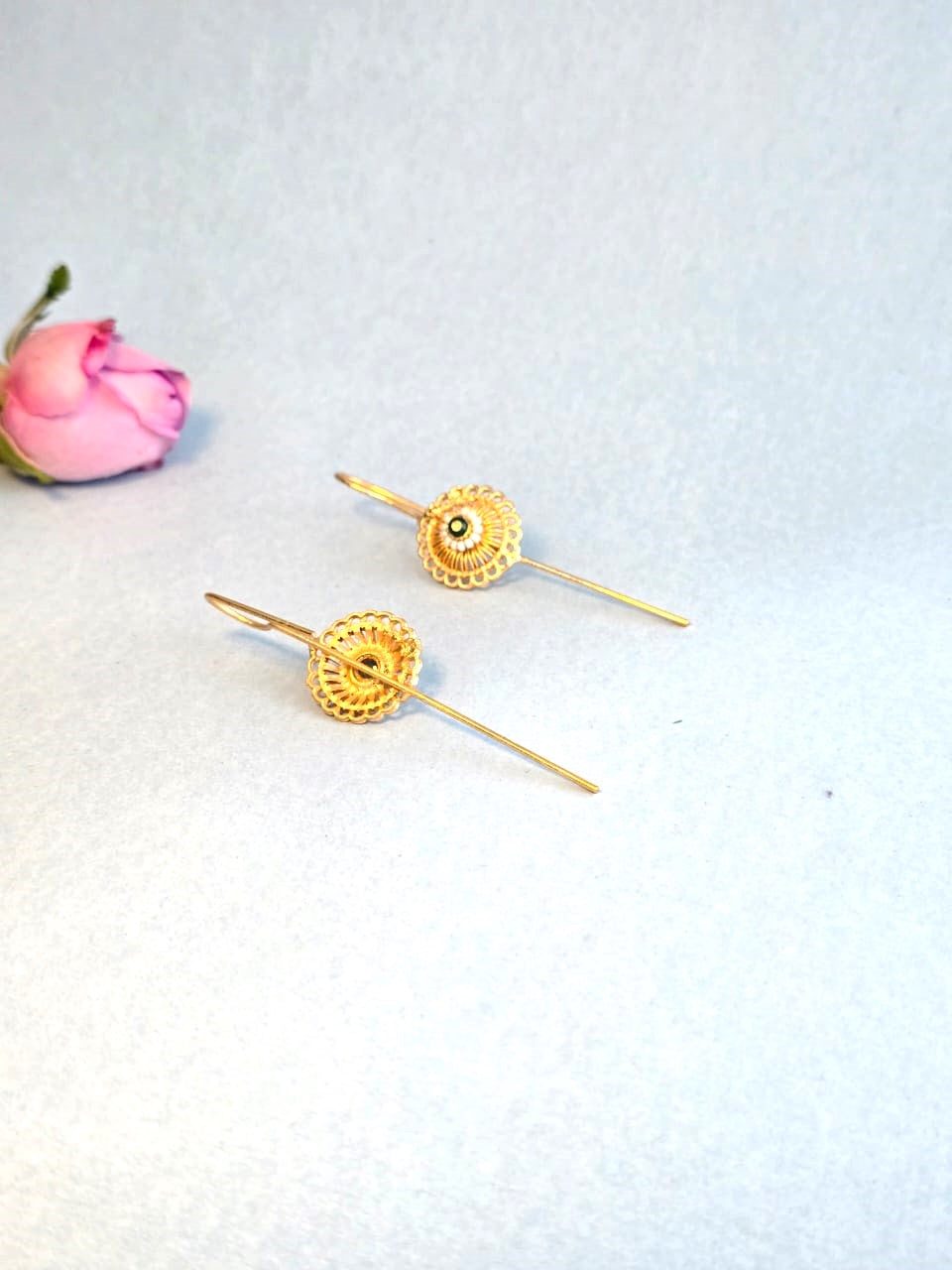 RavJyoti Gold-Toned Floral Stone Long Ear Cuffs | Non-Piercing Elegant Ear Cuffs for Women