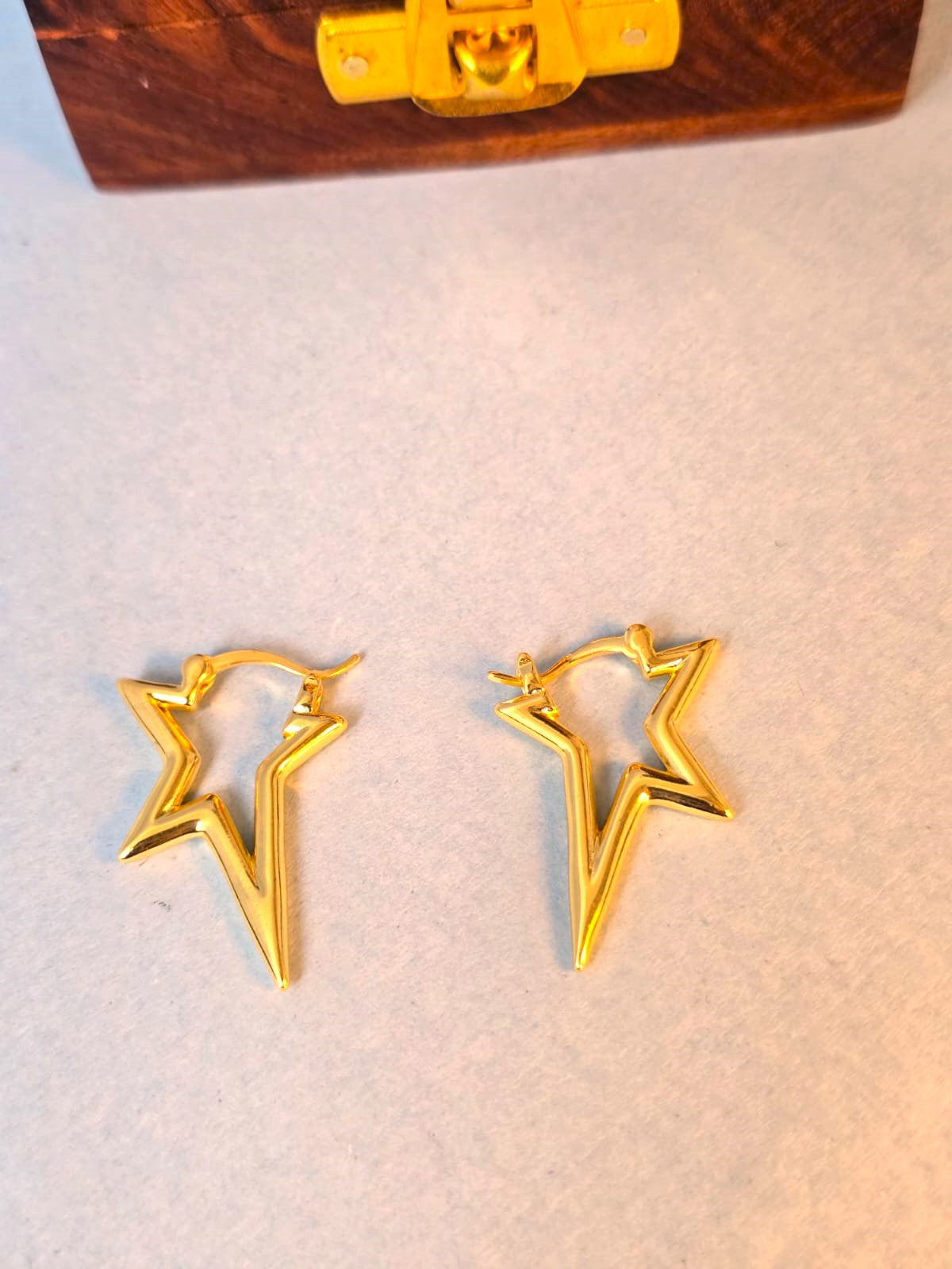 Star Lightning Bolt Brass Hoop Earrings for Women