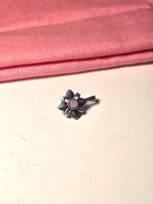 Vintage Floral Pink Stone Nose Pin