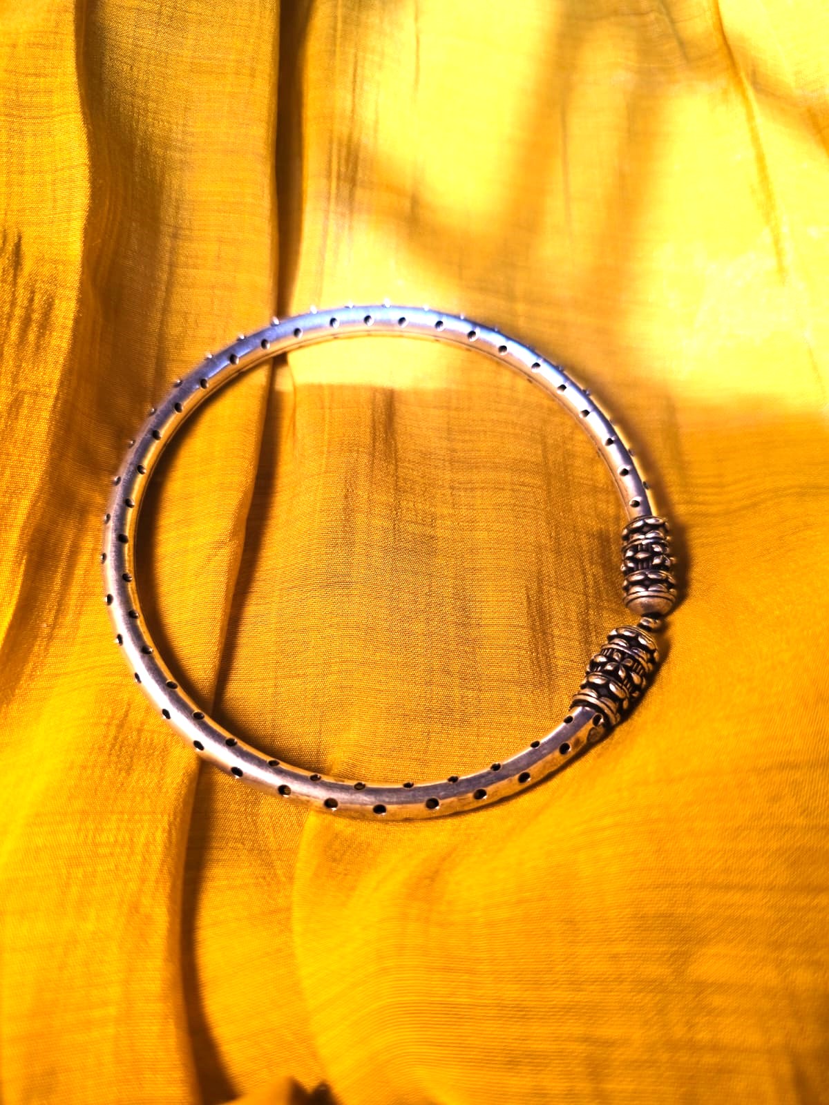 White Enamel Anklet with Perforated Design