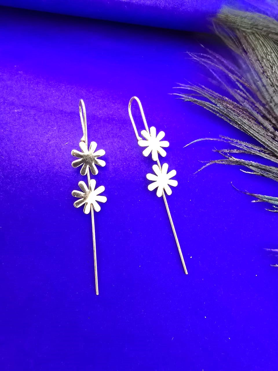 gold-polished floral ear cuff style earrings