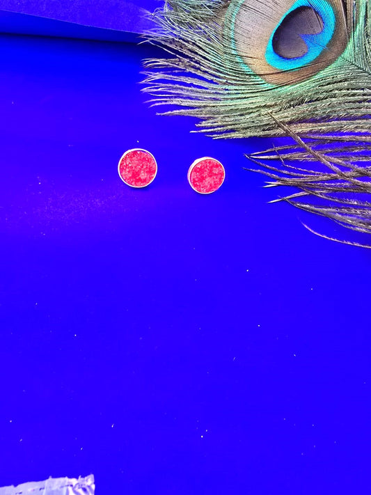 red druzy stone stud earrings