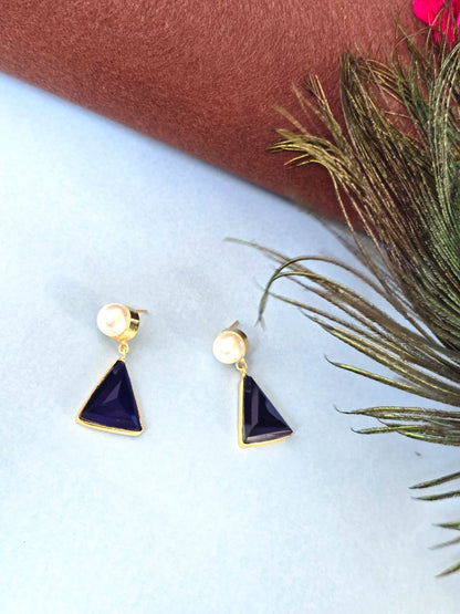 gold-plated geometric drop earring