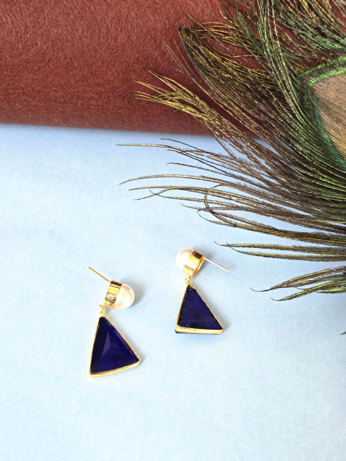gold-plated geometric drop earring