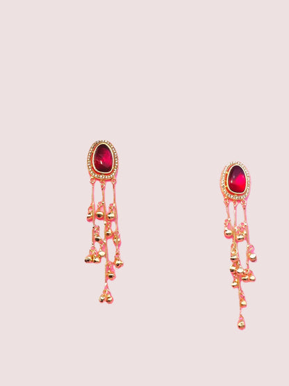 elegant Kashmiri-style long drop earrings