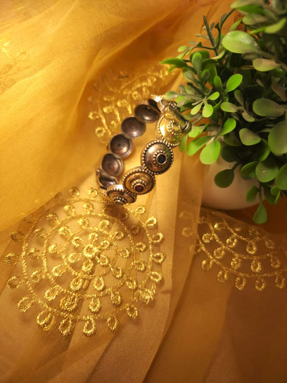 Antique Dual Tone Stone Kada  single bangle