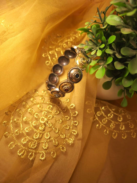 Antique Dual Tone Stone Kada  single bangle