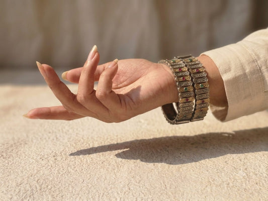 Antique Dual Tone Silver Replica Bangle