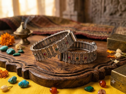 Antique Dual Tone Silver Replica Bangle