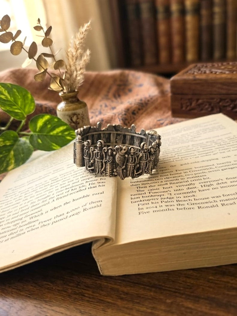 Antique Silver Replica Tribal Bangle | Ethnic Statement Bracelet | RavJyoti