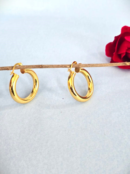 Classic Gold Finish Round Hoop Earrings