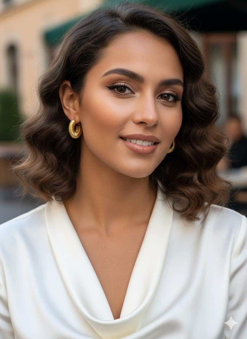 Classic Gold Finish Textured Hoop Earrings for Women