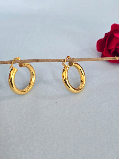 Classic Gold Finish Round Hoop Earrings
