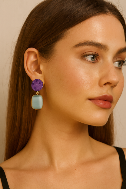 Dangle earring, statement stone earring