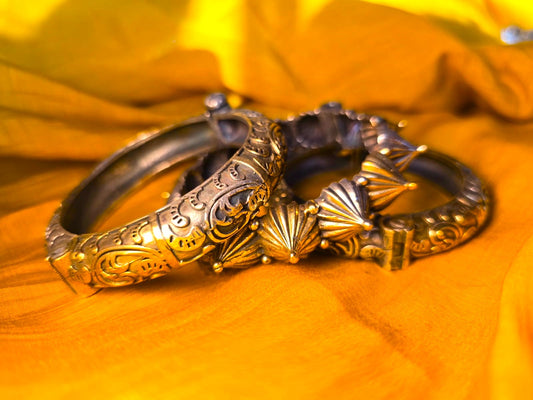 Dual Tone Silver Replica Bangle Stack for Women