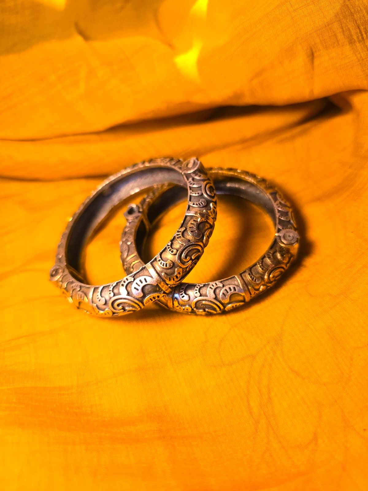 Dual Tone Silver Replica Bangles for Women (in pair)