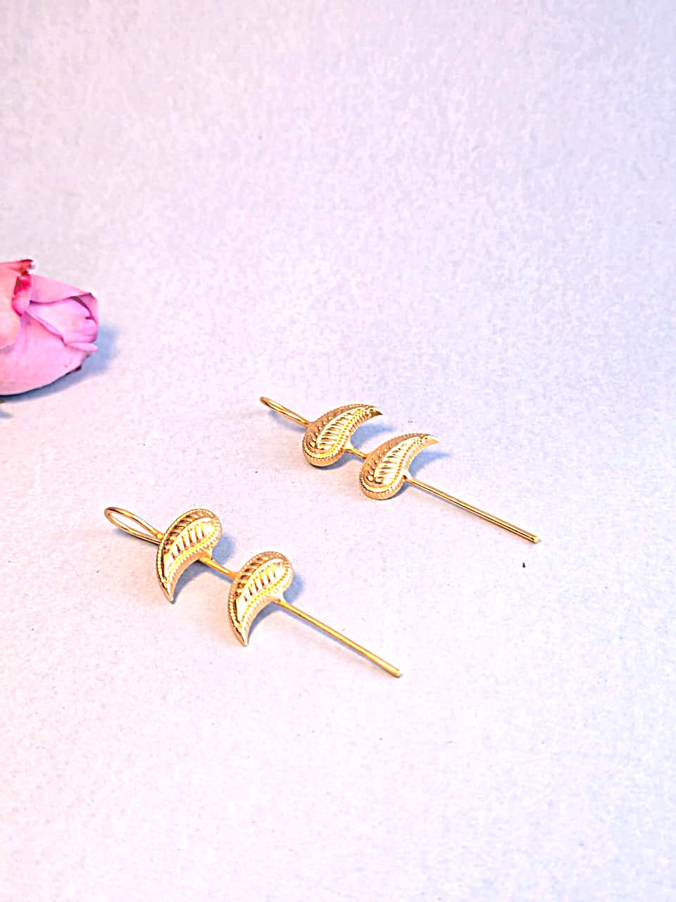 Elegant Leaf Motif Brass Drop Earrings | Lightweight Gold-Tone Daily Wear Earrings for Women