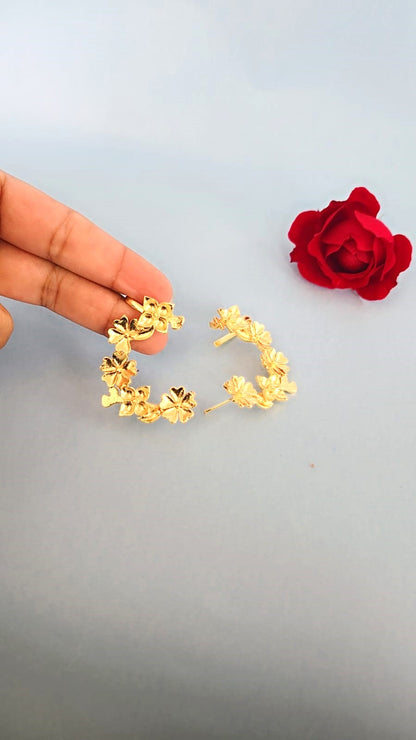Elegant Gold Finish Floral Ear Cuff Earrings for Women
