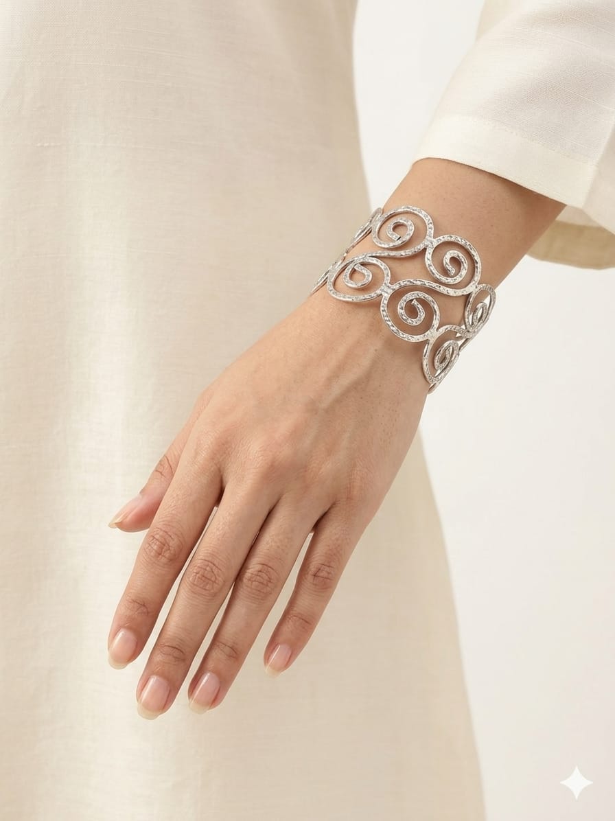 German Silver Spiral Handcuff for Women