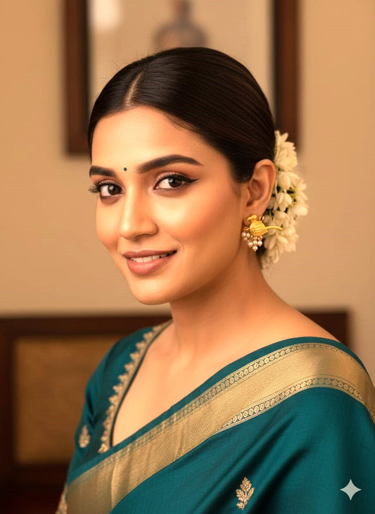 Gold-Tone Bird Motif Stud Earrings with Pearl Drops | Handcrafted Brass Earrings for Women – RavJyoti