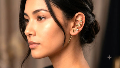 Gold-Tone Leaf Ear Cuffs