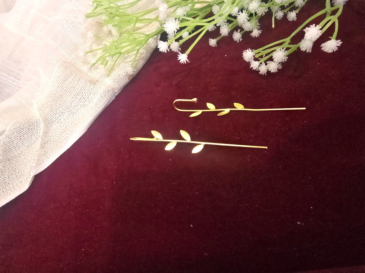 Gold-Tone Leaf Ear Cuffs