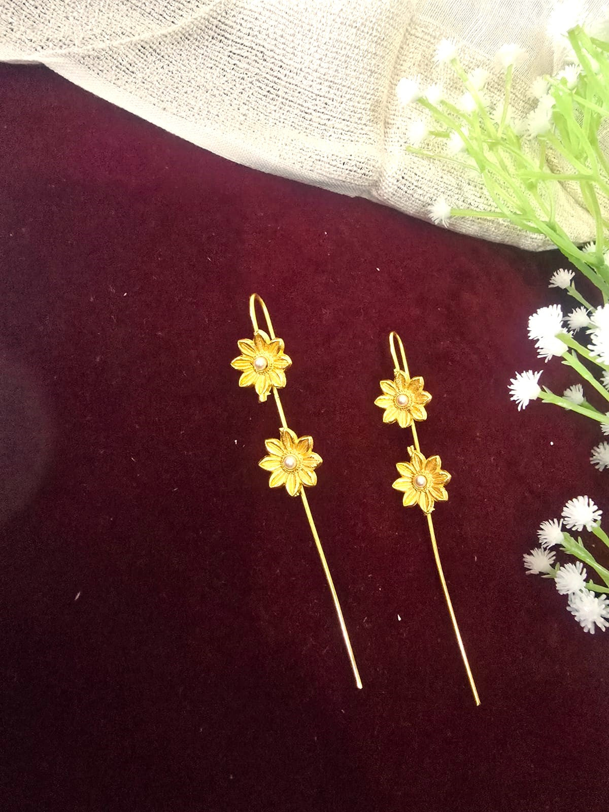 Gold-Tone Flower Ear Cuffs