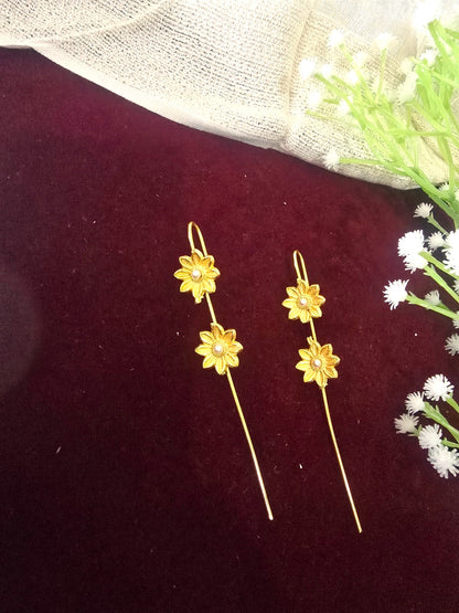 Gold-Tone Flower Ear Cuffs