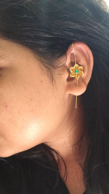 Gold-Tone flower Ear Cuffs