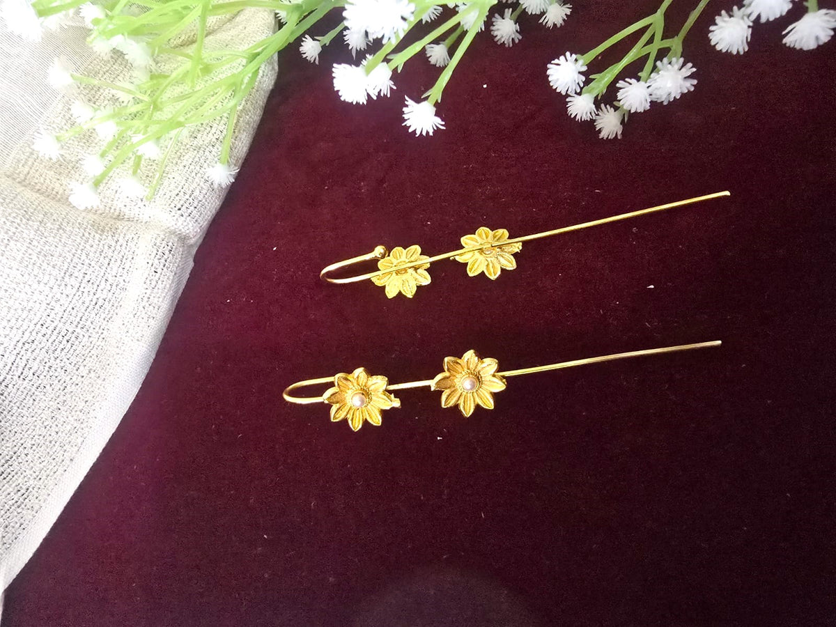 Gold-Tone Flower Ear Cuffs