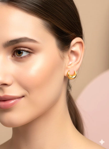 Gold Crescent Moon Stud Earrings